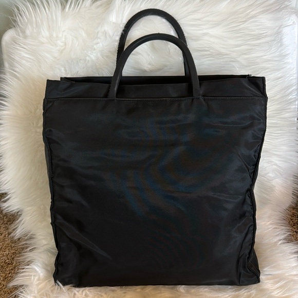 Vintage PRADA Tessuto Black Nylon Tote commuter Bag - Picture 3 of 12